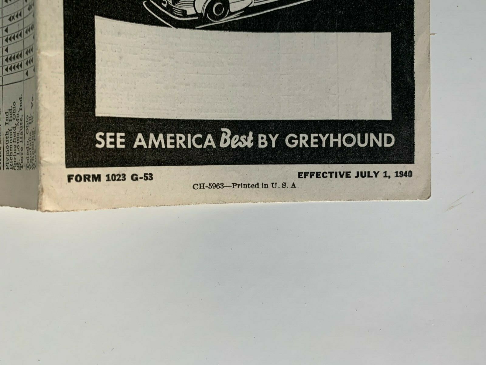 Vintage 1940 Pennsylvania Greyhound Bus Timetable Brochure fold-out schedule