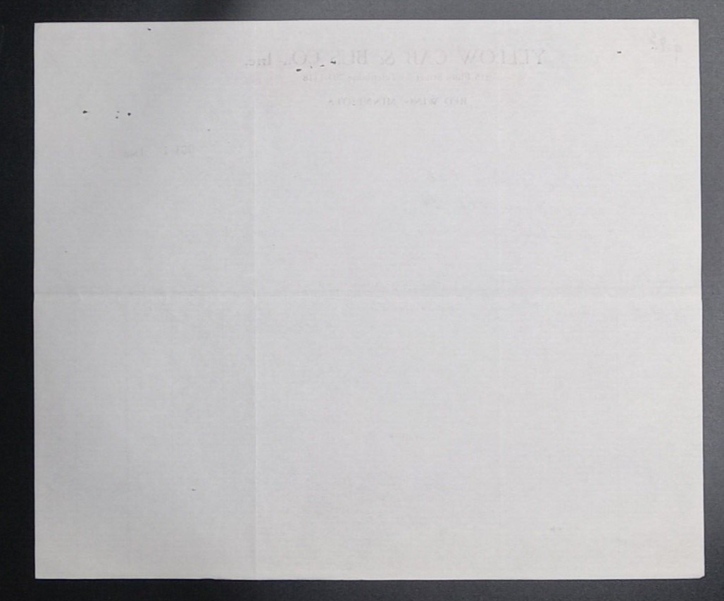 Red Wing Minnesota Yellow Cab Bus Co. Letterhead Bill “Taxi Lites” Vintage 1948
