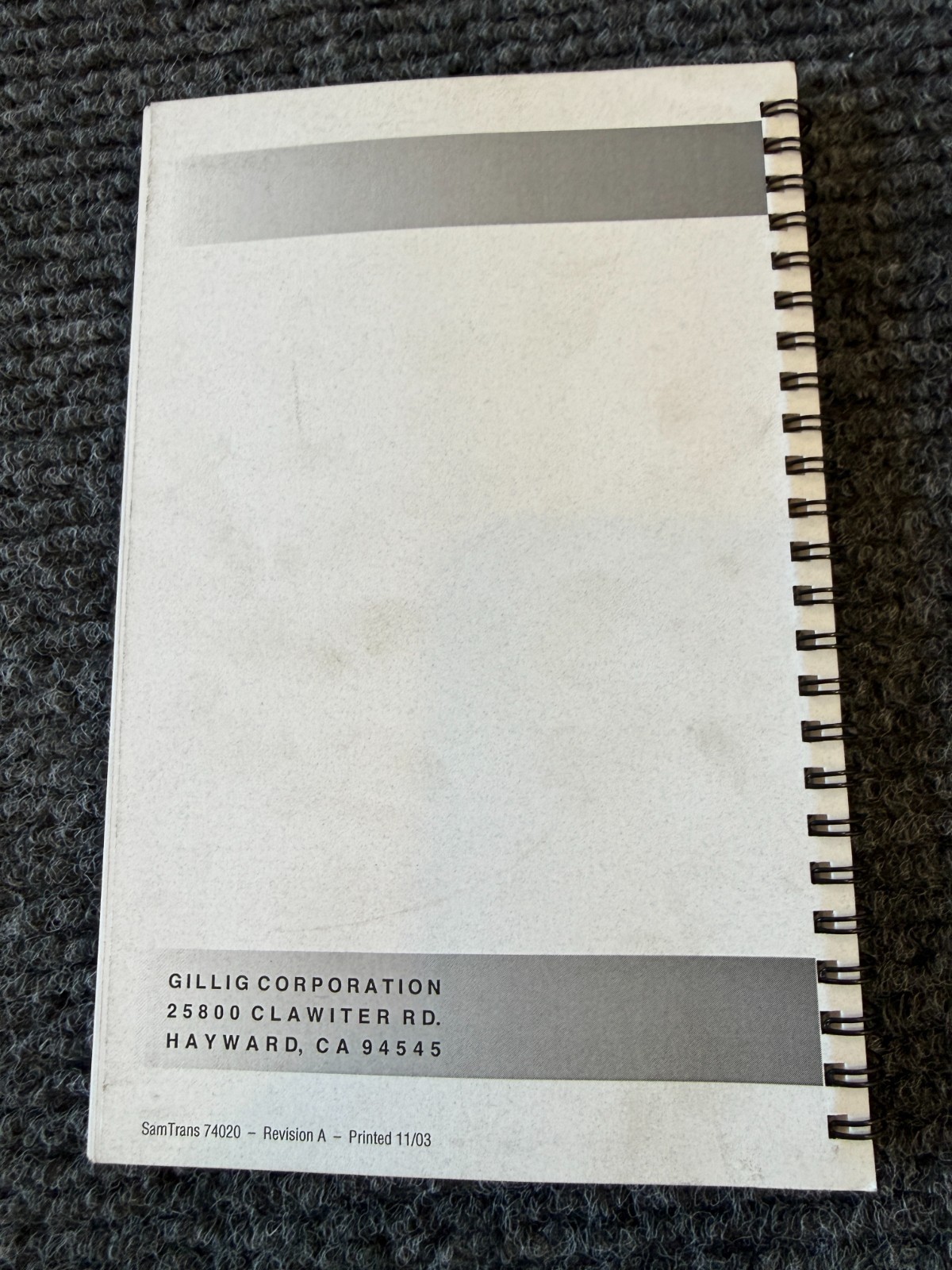 Gillig Low Floor Driver’s/Operator’s Handbook – SamTrans 300 Series – 2003