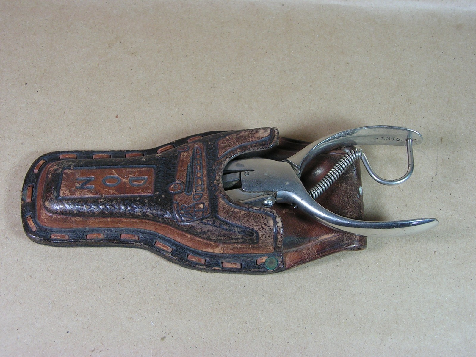 Great old Chicago Ticket Punch with Custom Hand made Leather Holster for “DON” !