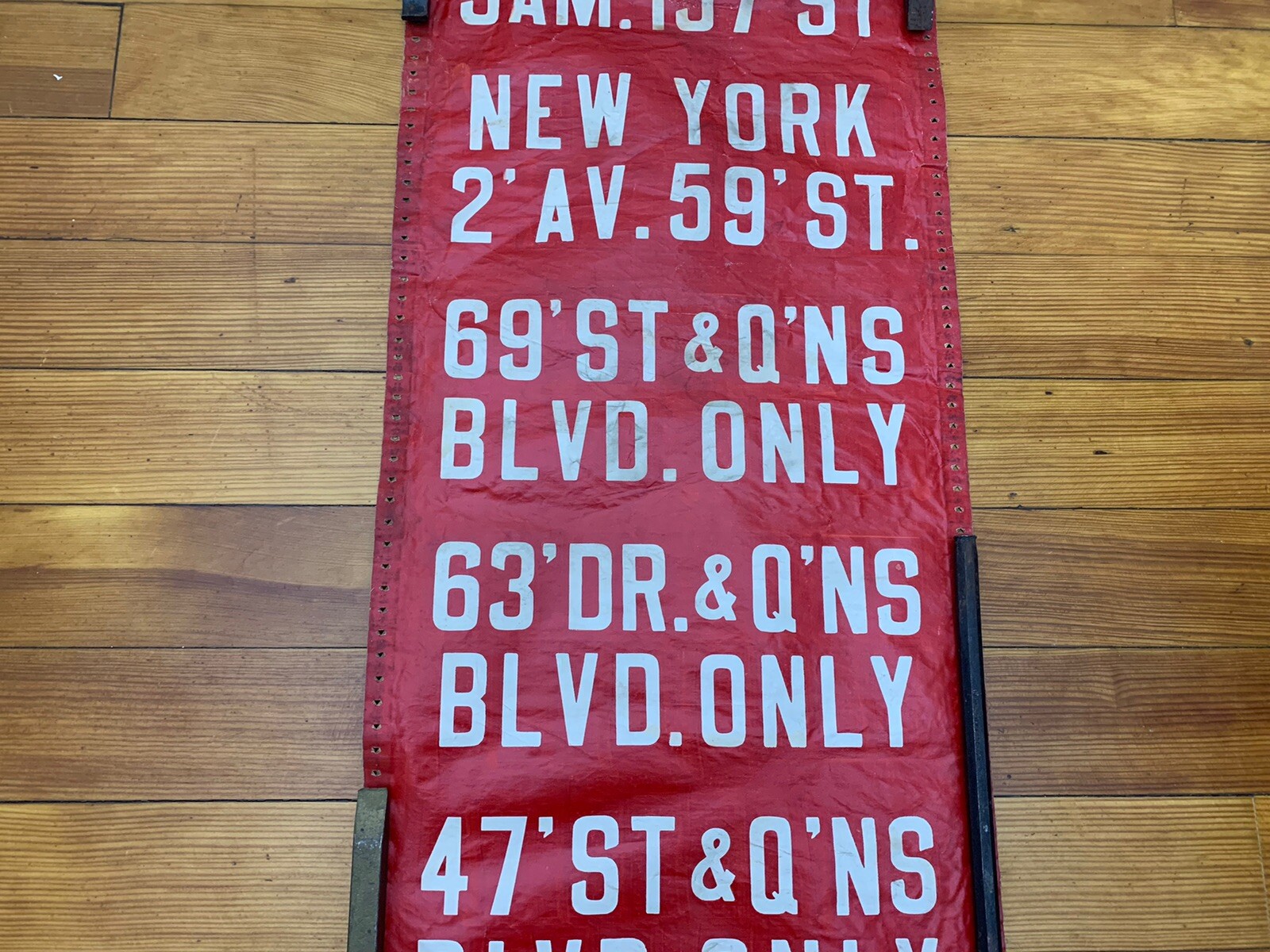 NY NYC GREEN BUS ROLL SIGN COLLECTIBLE QUEENS BOULEVARD NEW YORK JAMAICA DISPLAY