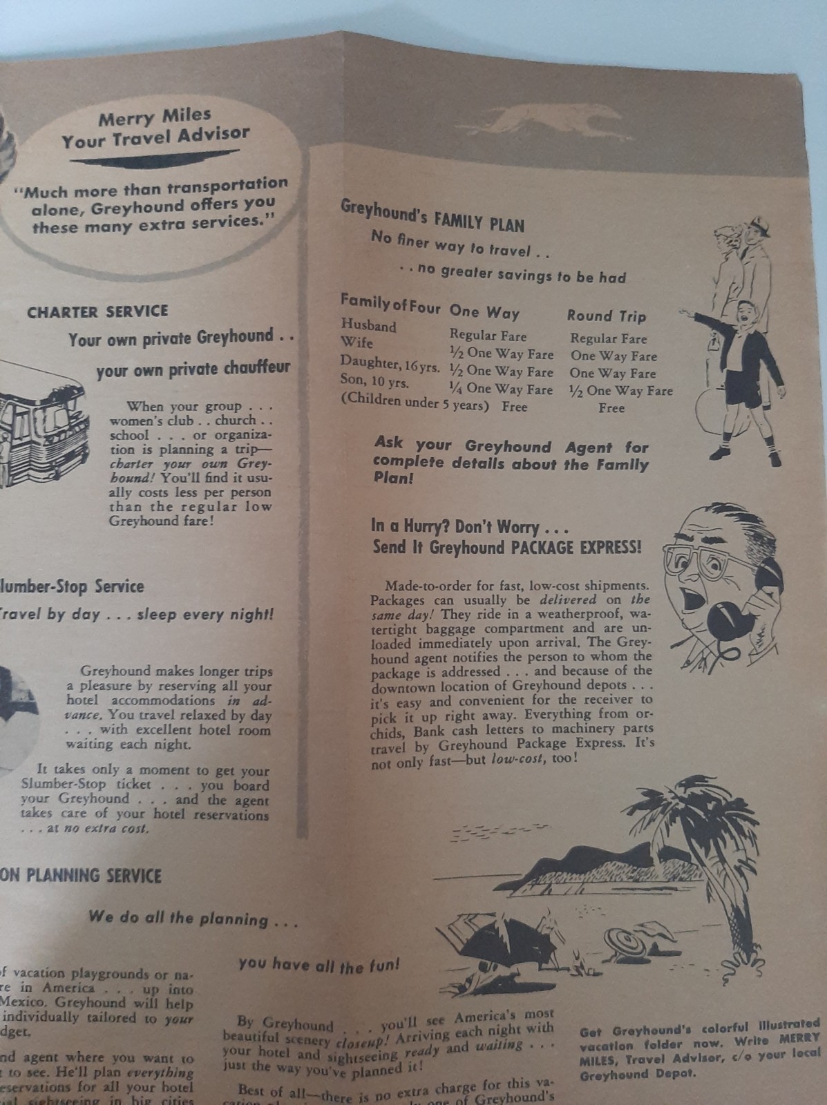 VTG January 1955 Greyhound/Overland Bus Time Table Mid-Century Vintage Travel