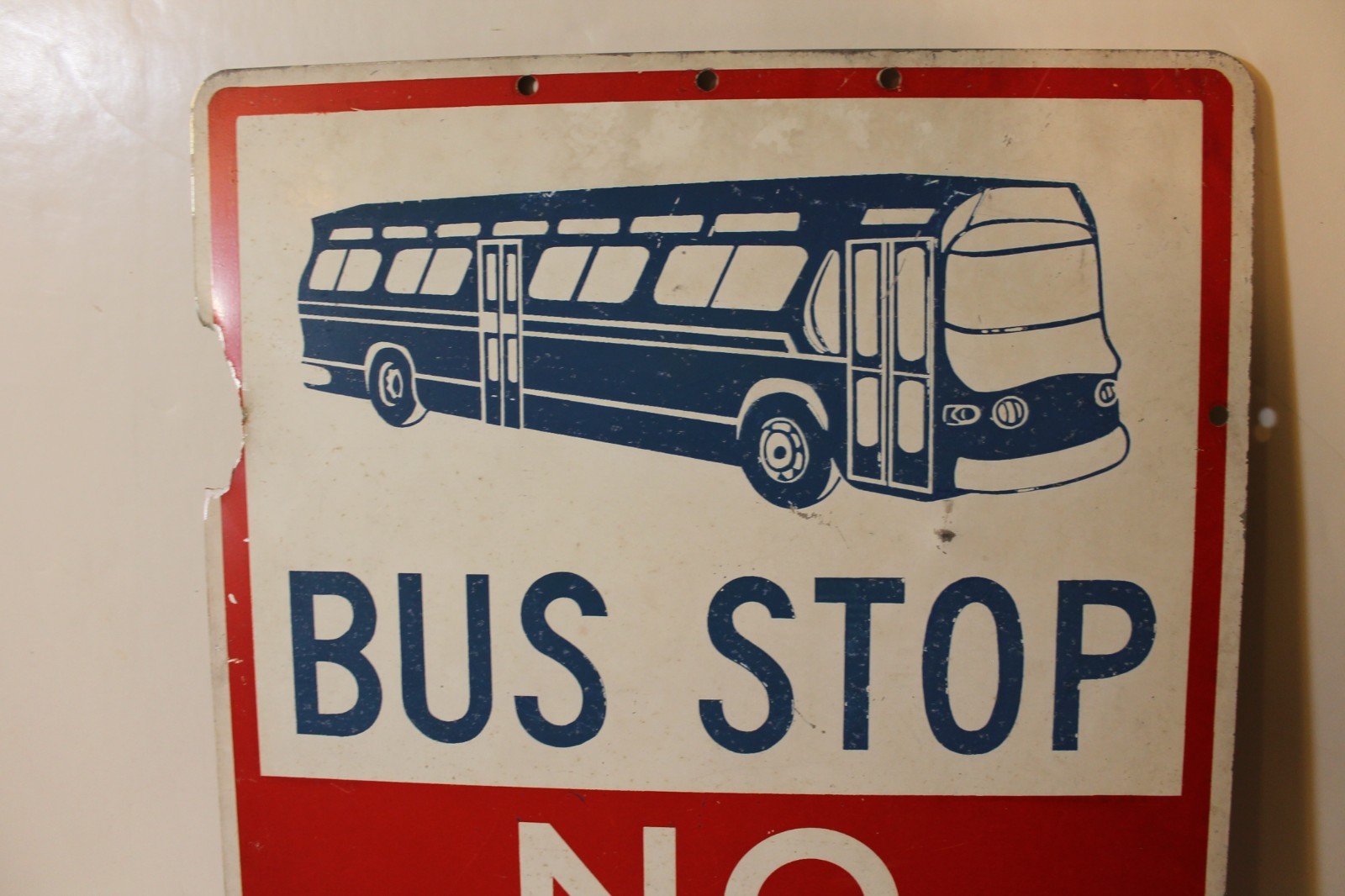Vintage 1960s NYC Metal MTA BUS STOP Sign