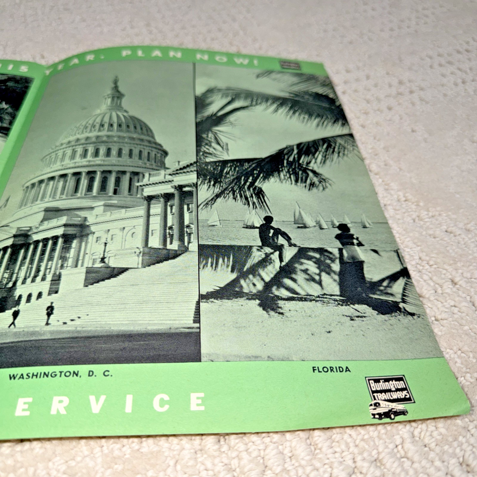 Vintage 1940s / 50s BURLINGTON TRAILWAYS Bus VACATION GUIDE Brochure