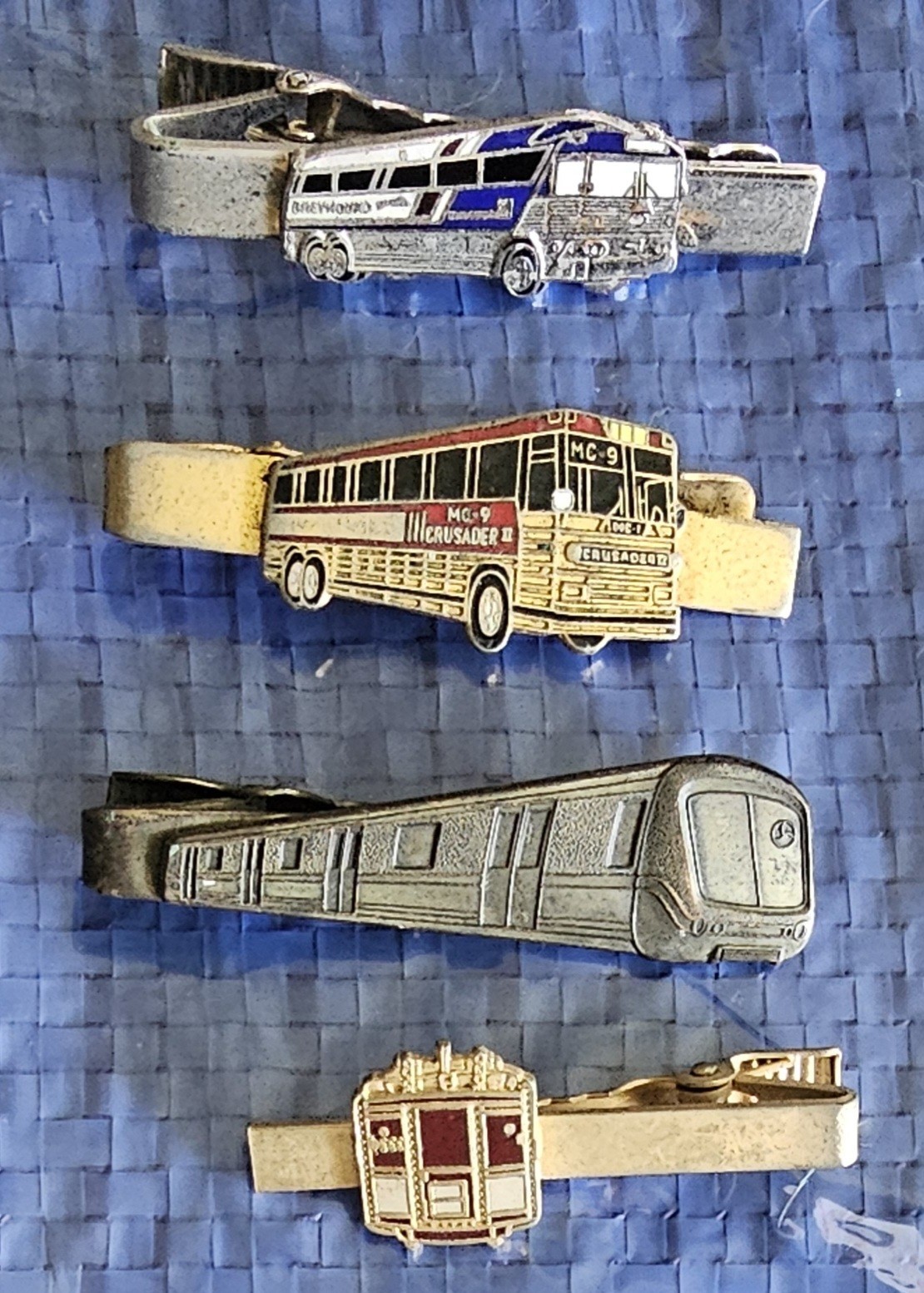 Lot Of 4 Tie Clips. MCI Bus. Subway Car. Trolley.