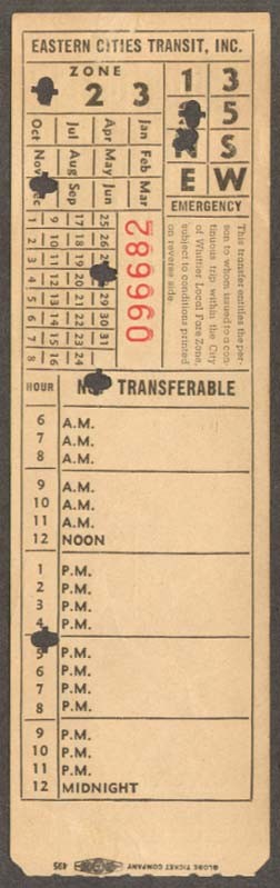 Eastern Cities Transit Whittier CA bus transfer undated