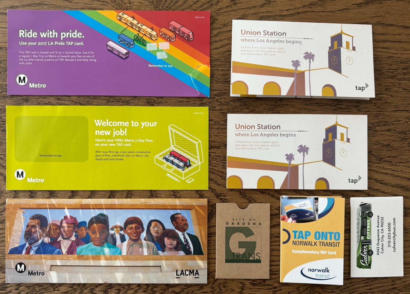 Used Los Angeles Area Transit Agency TAP Card Promotional Materials Card Holders