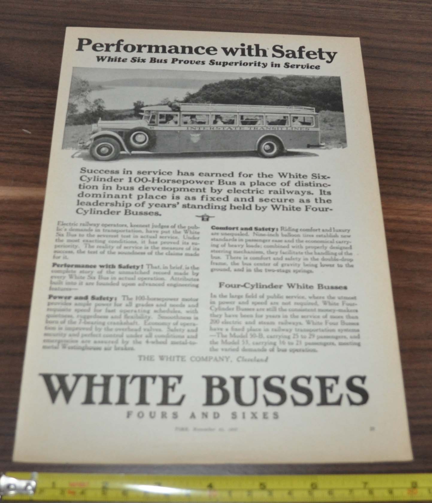 1927 White Coach Bus Ad Magazine Interstate Transit Lines