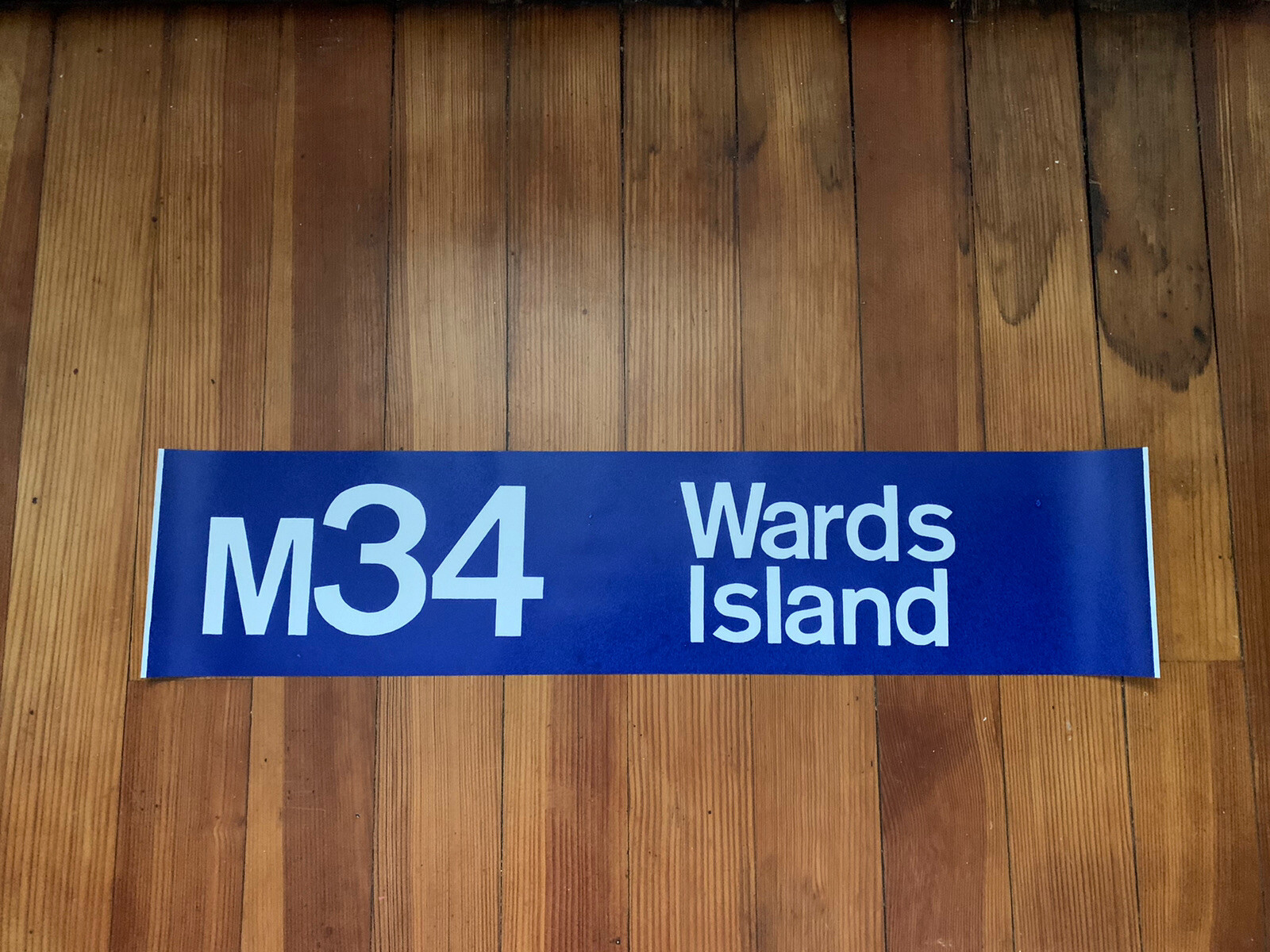 NY NYC BUS ROLL SIGN 1974 GM 4808 M34 WARDS ISLAND VINTAGE TRANSIT COLLECTIBLE