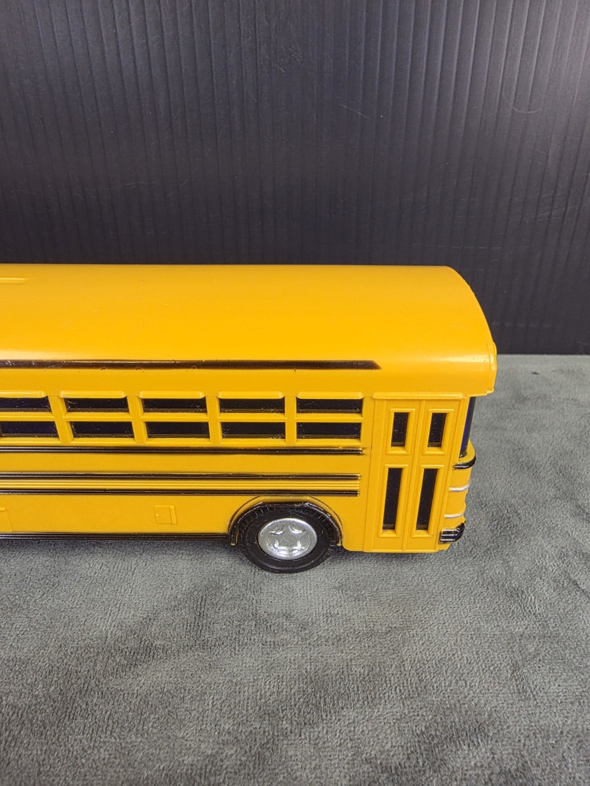 Vtg Yellow Blue Bird School Bus Jimson No. 330 Coin Bank Plastic 10” w/ Plug A-1