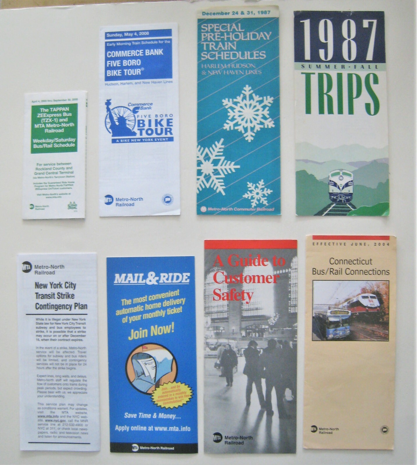 Lot of 8 Metro North Railroad Brochures Bus Rail New York NY