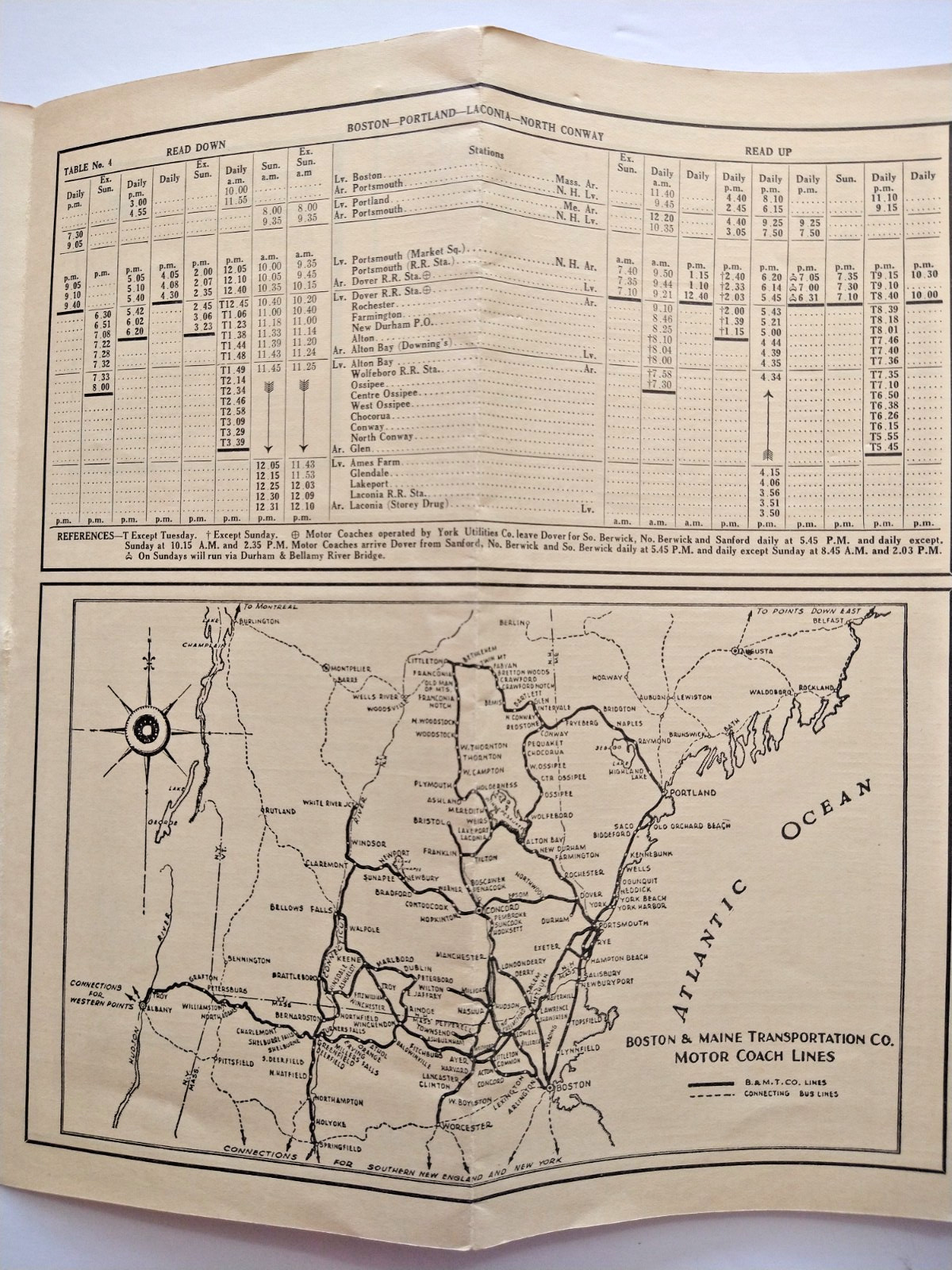 1936 Boston & Maine Transportation Co. Bus Schedule