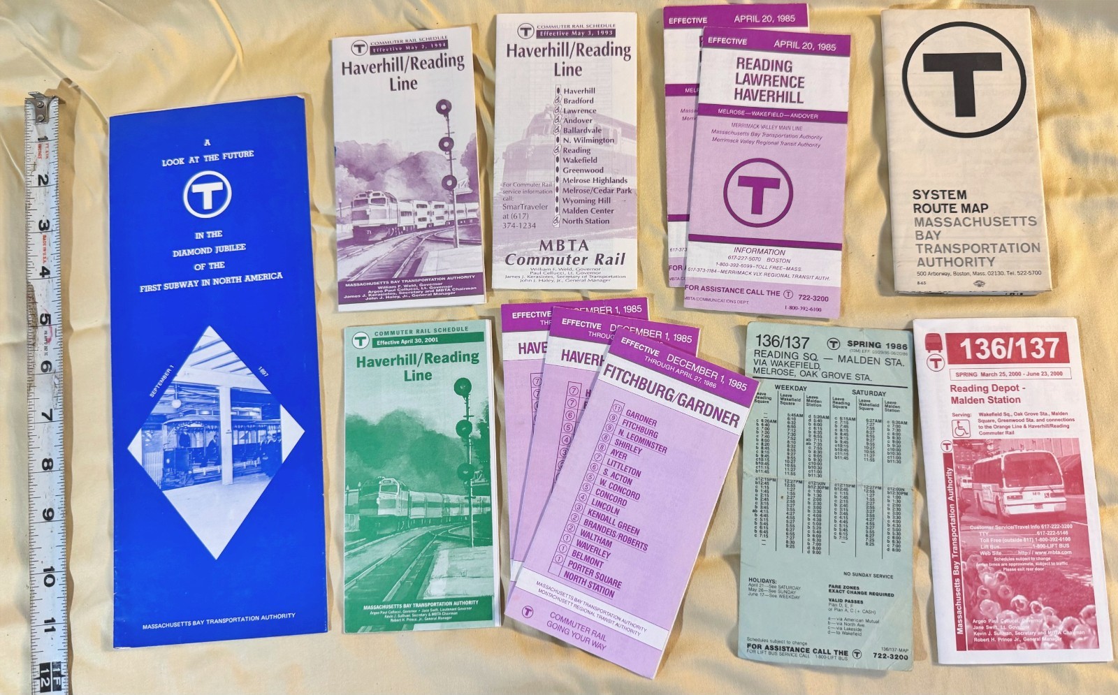 vtg buses MBTA Commuter Rail paper timetables 1980s
