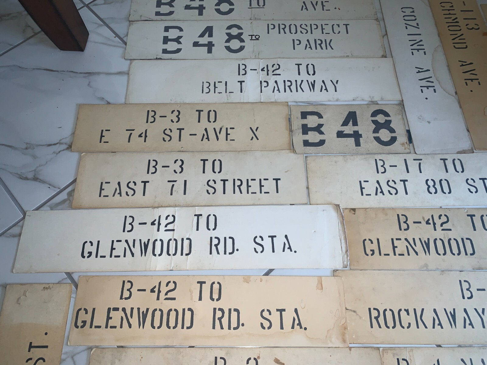 23 NY NYC BUS SIGNS CARDBOARD ART ROCKAWAY PKWY BROOKLYN FLATBUSH BELT PARKWAY