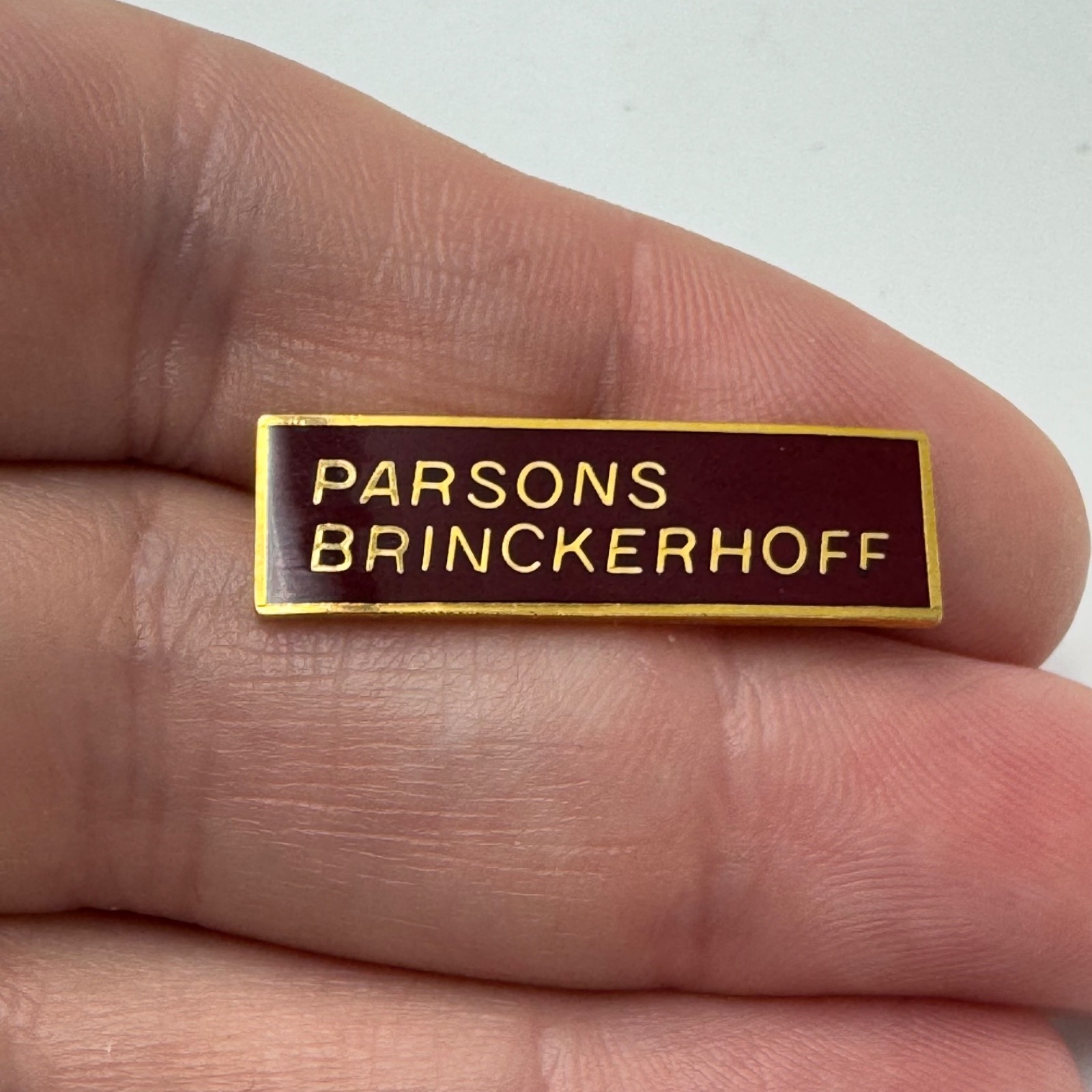 Parsons Brinckerhoff Lapel Pin Transit Engineering Logo Maroon Gold Vintage