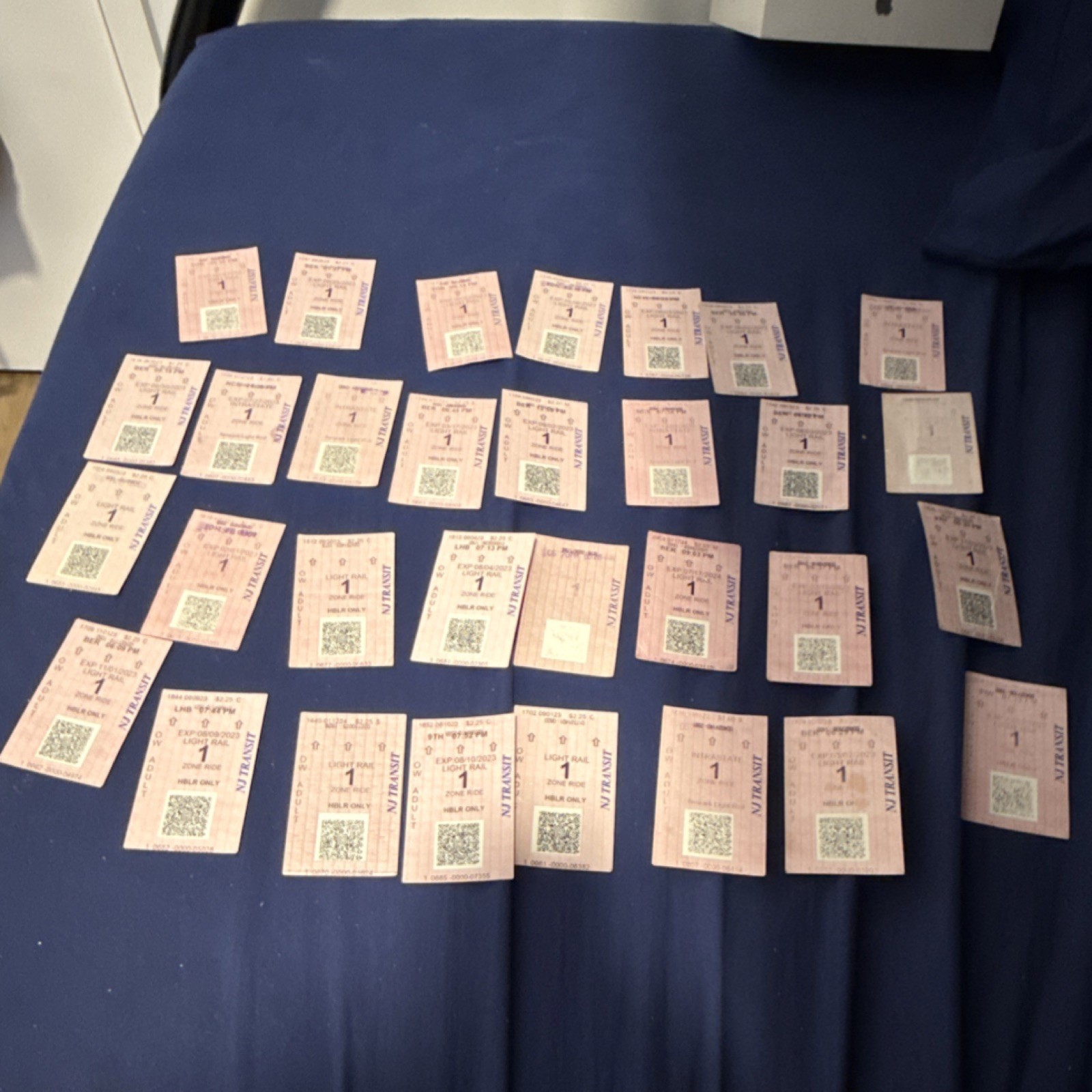 Used NJ Transit Zone 1 Light Rail Tickets