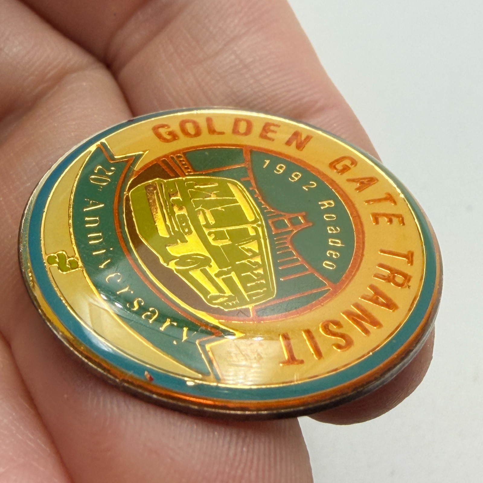 1992 Golden Gate Bus Roadeo 20th Anniversary Lapel Pin Transit Olympics Vintage
