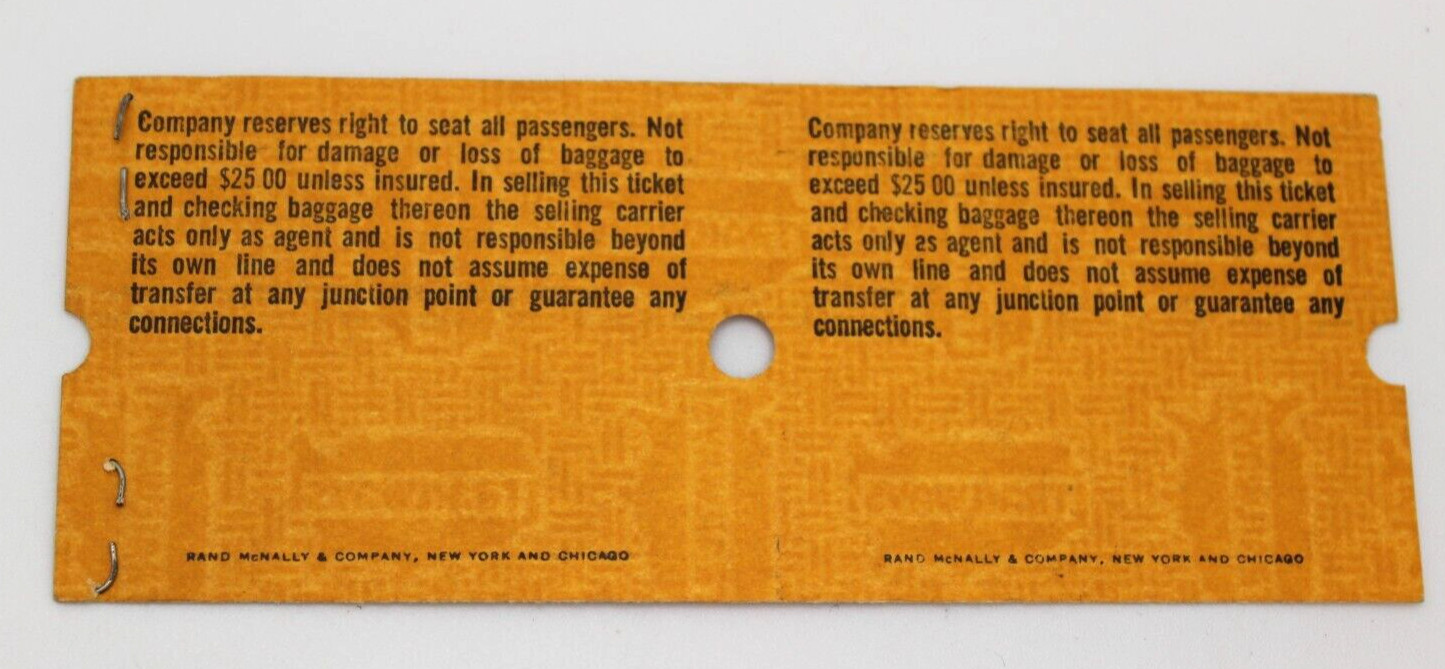 Vintage Safeway Trails Ticket Round trip Phila-New York 1957