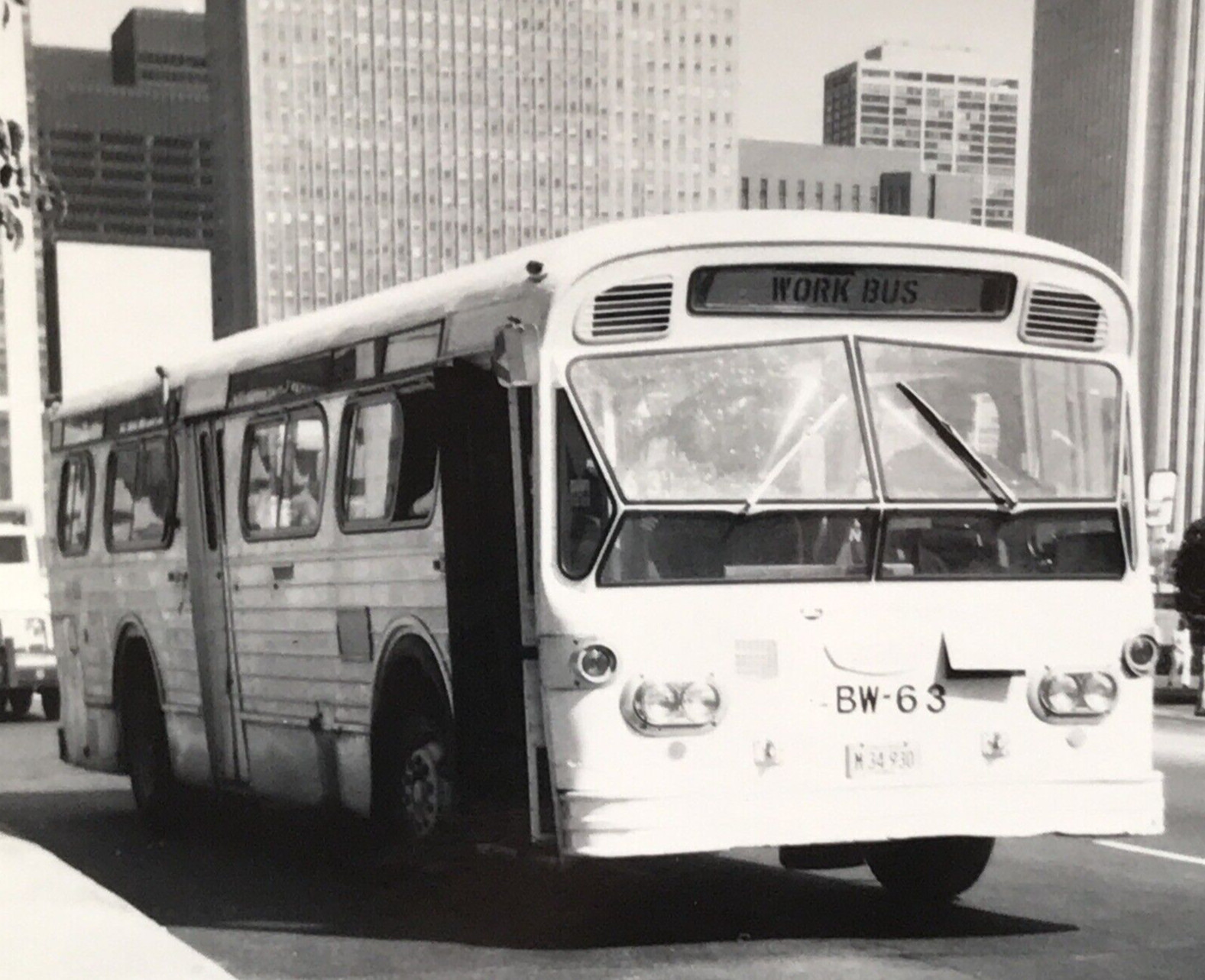 Chicago Transit Authority Bus CTA #BW-63 Work Bus B&W Photograph