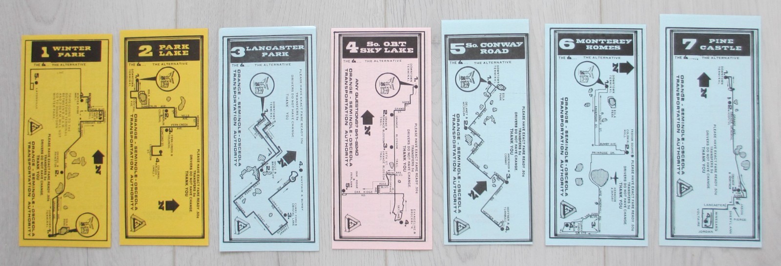 Lot of 7 Orange Seminole Osceola TA Bus Timetables Orlando Central Florida FL