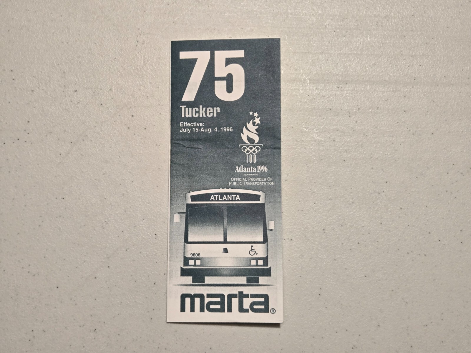 Vintage 1996 MARTA Atlanta Bus Map Schedule Timetable Route 75 Tucker