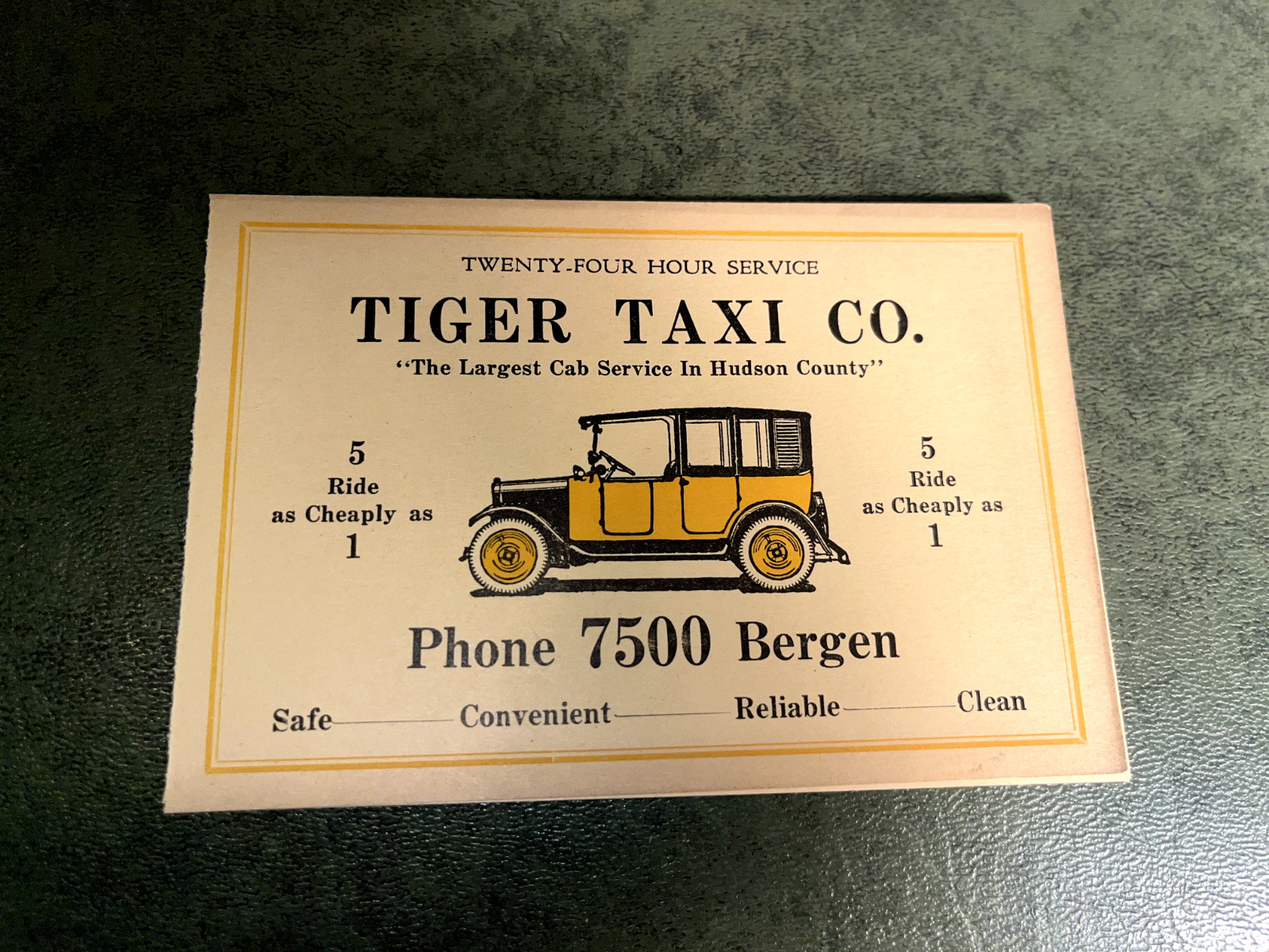 NICE ORIGINAL ANTIQUE TAXI TRADE CARD ADVERTISING A+ CONDITION NJ HOLLAND TUNNEL