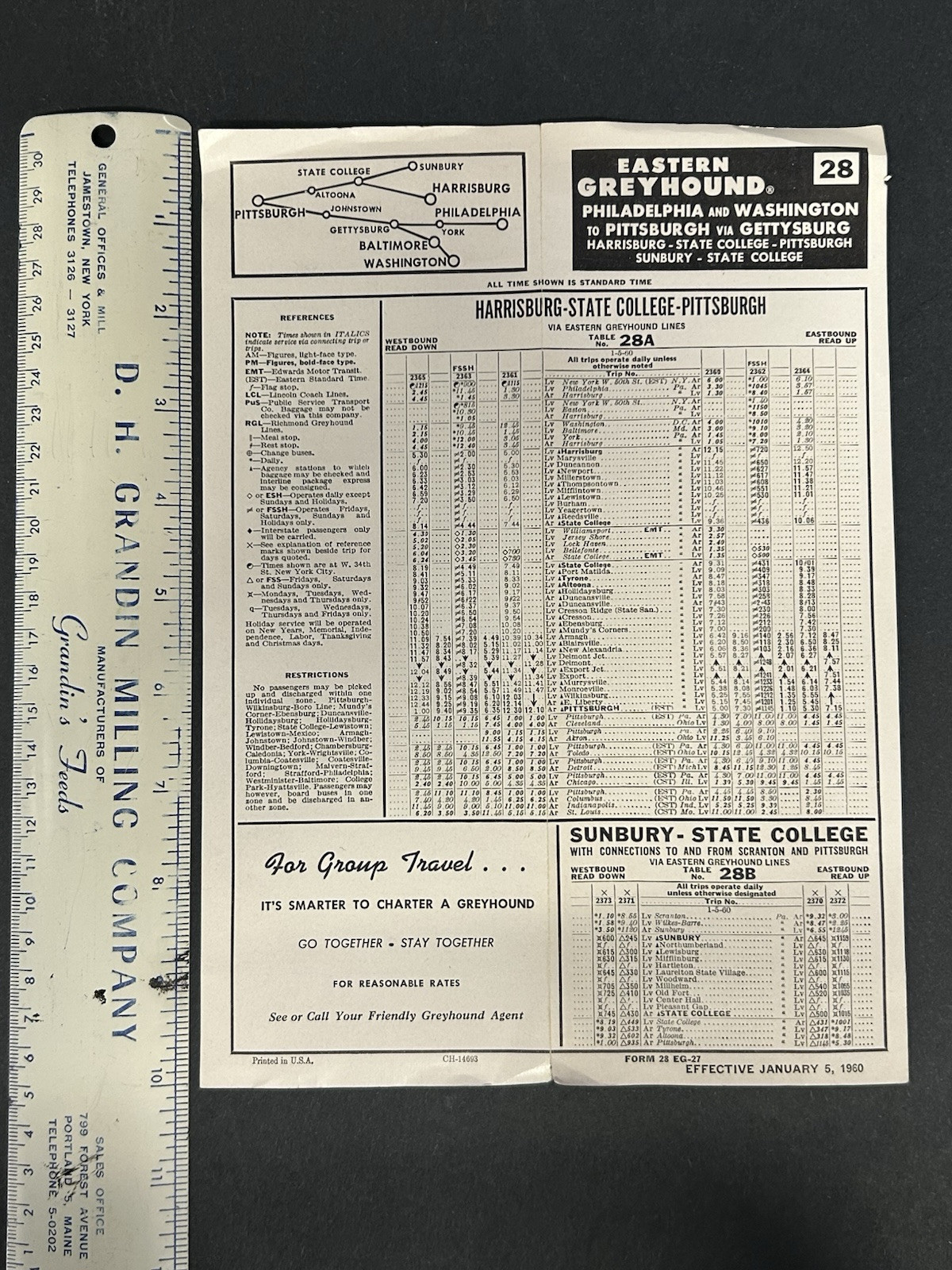 1960 Greyhound Bus Lines Brochure Philadelphia Washington Pittsburgh Gettysburg