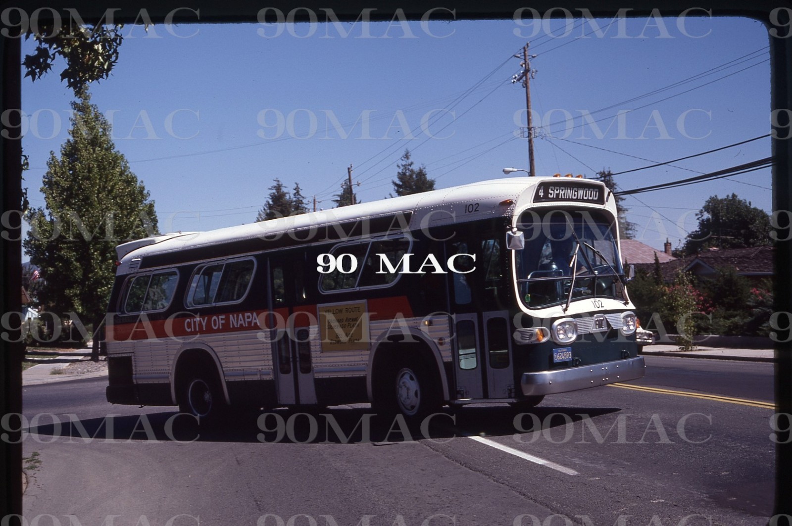 NAPA VALLEY TRANSIT. GM COACH BUS #102. Napa (CA). Original Slide 1979. (C)