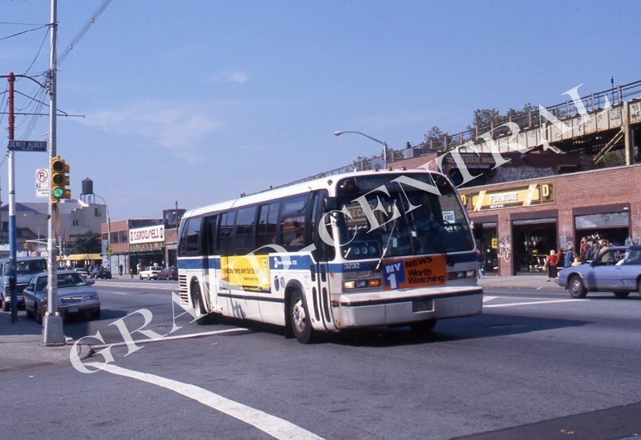 ORIGINAL 1998 NYCTA NEW YORK CITY BUS SLIDE GMC RTS4 #3732 SURF AVE BROOKLYN NY
