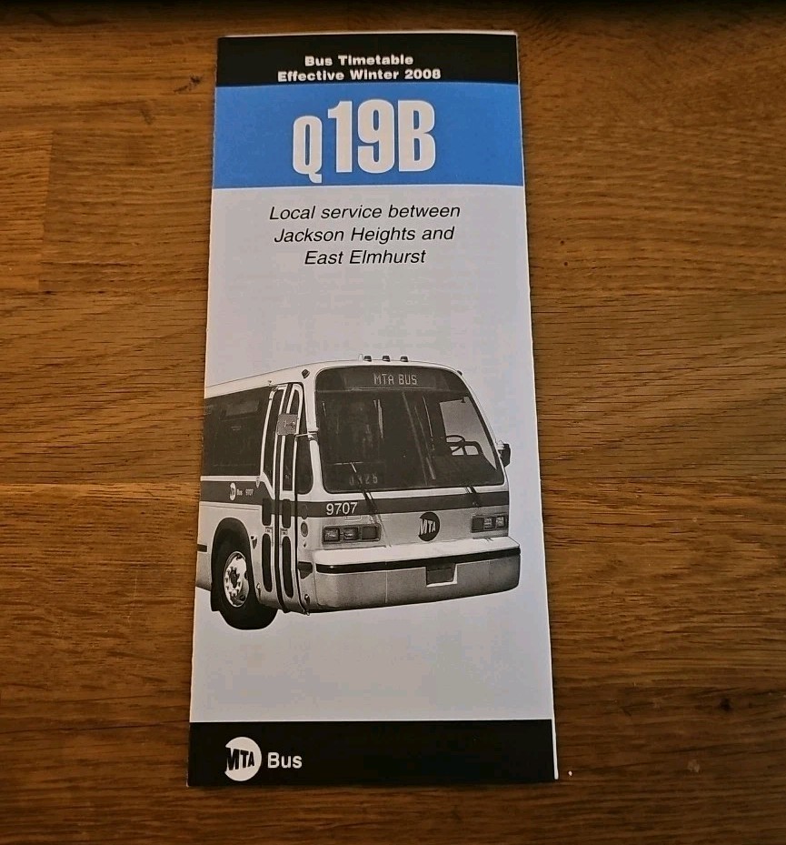 MTA Bus Old Q19B Timetable (Last Print) 2008