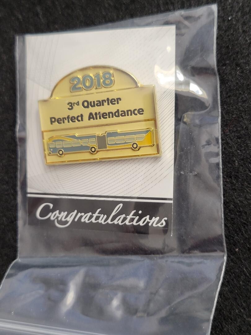 MTA NYCT Department of Buses 2018 3rd Quarter Perfect Attendance Pin