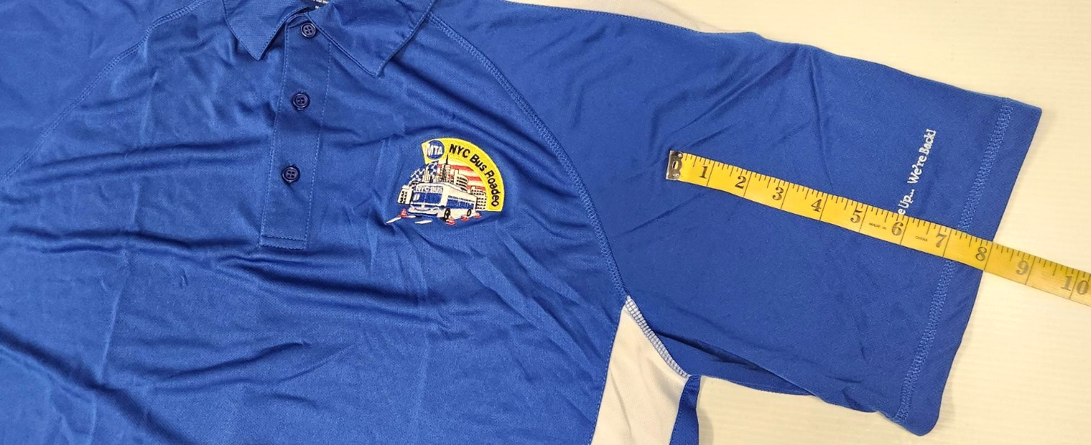 New York City MTA Bus Roadeo Shirt Patch & Pins Blue Polo Shirt ~ Size XXL