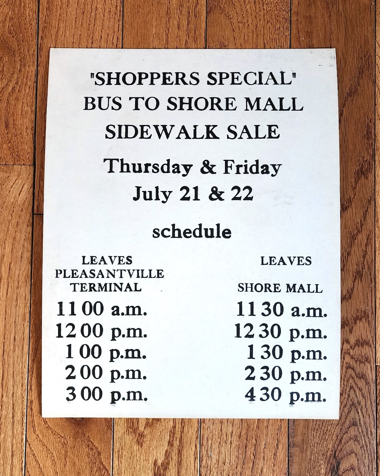 ATLANTIC CITY TRANSPORTATION CO ACTC BUS SHOPPERS SHORE MALL NOTICE POSTER NJ