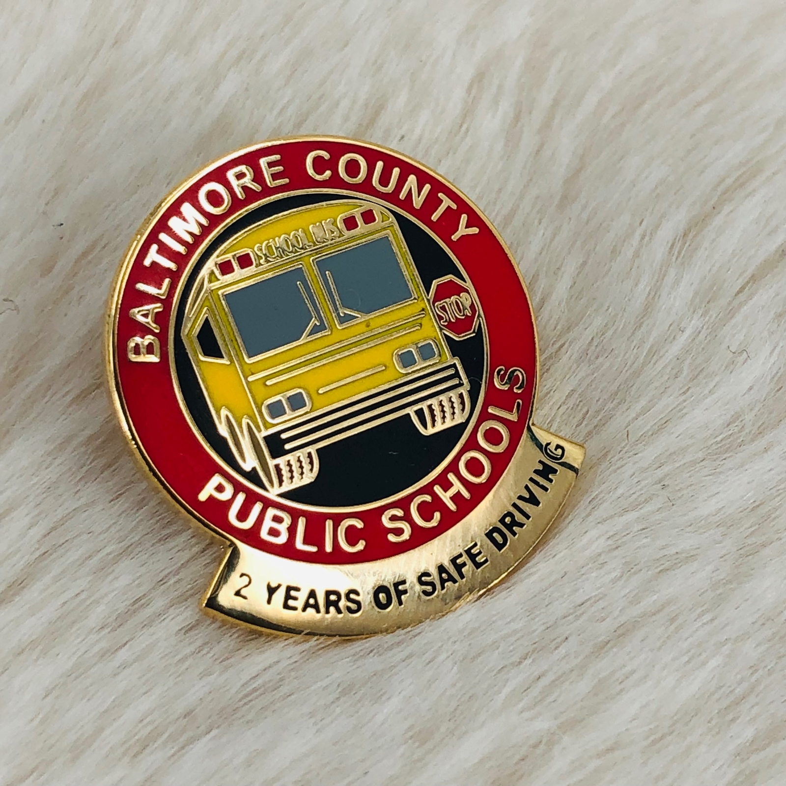 Baltimore County Public Schools Bus Driver Award Enamel Lapel Pin 2 Years Safe