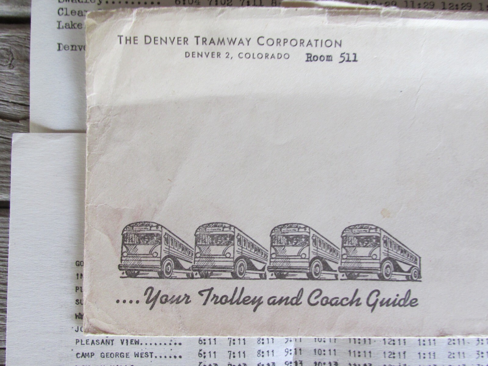 1946 Denver CO Tramway Envelope w/Coach & Intermountain Railroad Co. Schedules