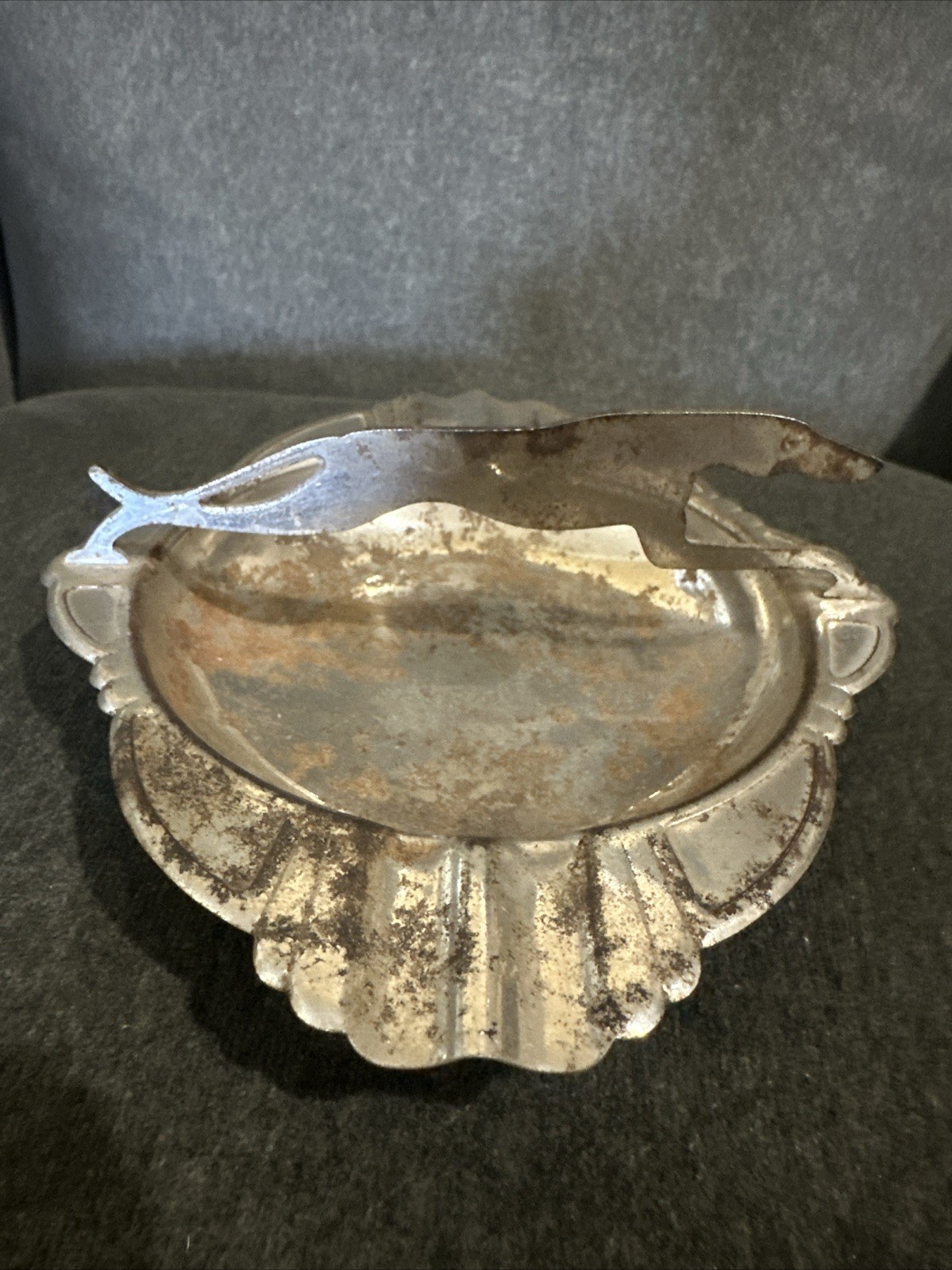 Vintage Art Deco Greyhound Bus Line Ashtray Antique Ryson U.S.A. Handled