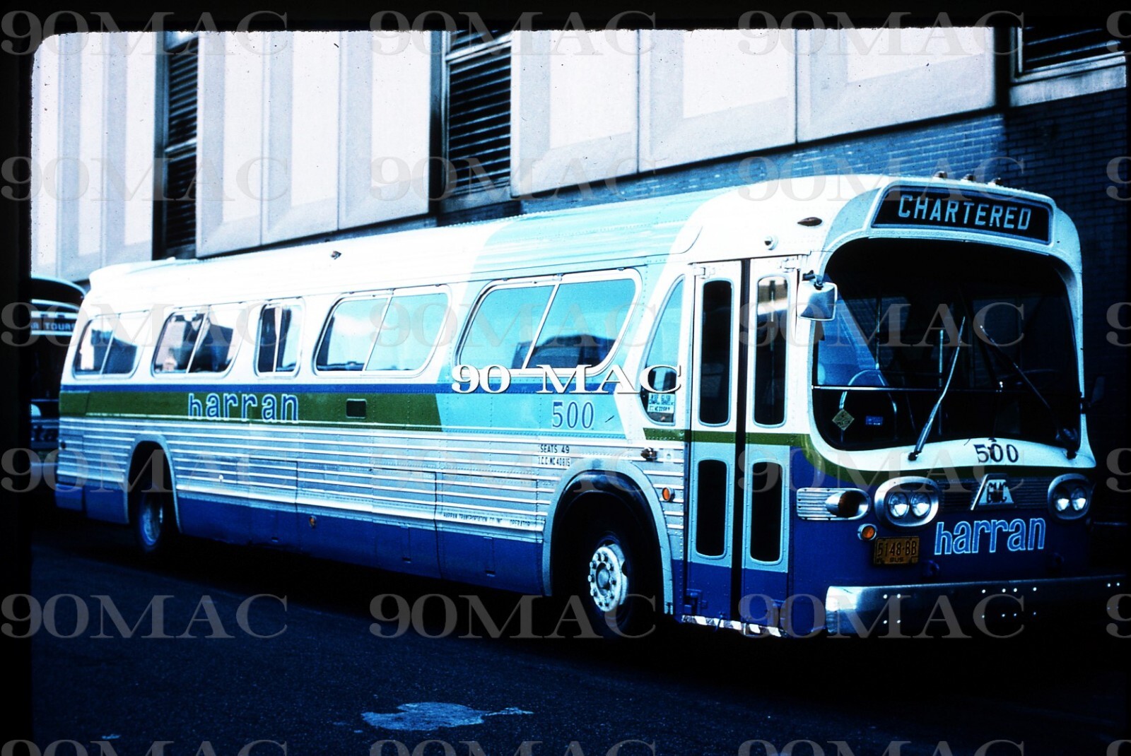 HARRAN TRANSPORTATION CO. GM COACH BUS #500. Original Slide 1976.