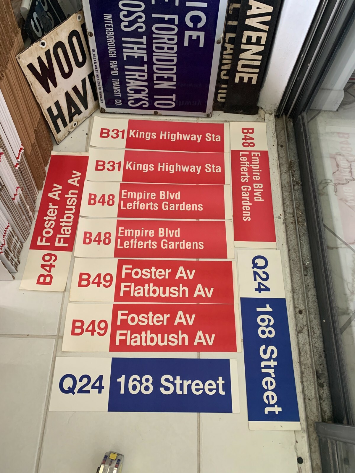 LOT OF 10 NYC BUS SIGNS KINGS HIGHWAY EMPIRE LEFFERTS FOSTER FLATBUSH BROOKLYN