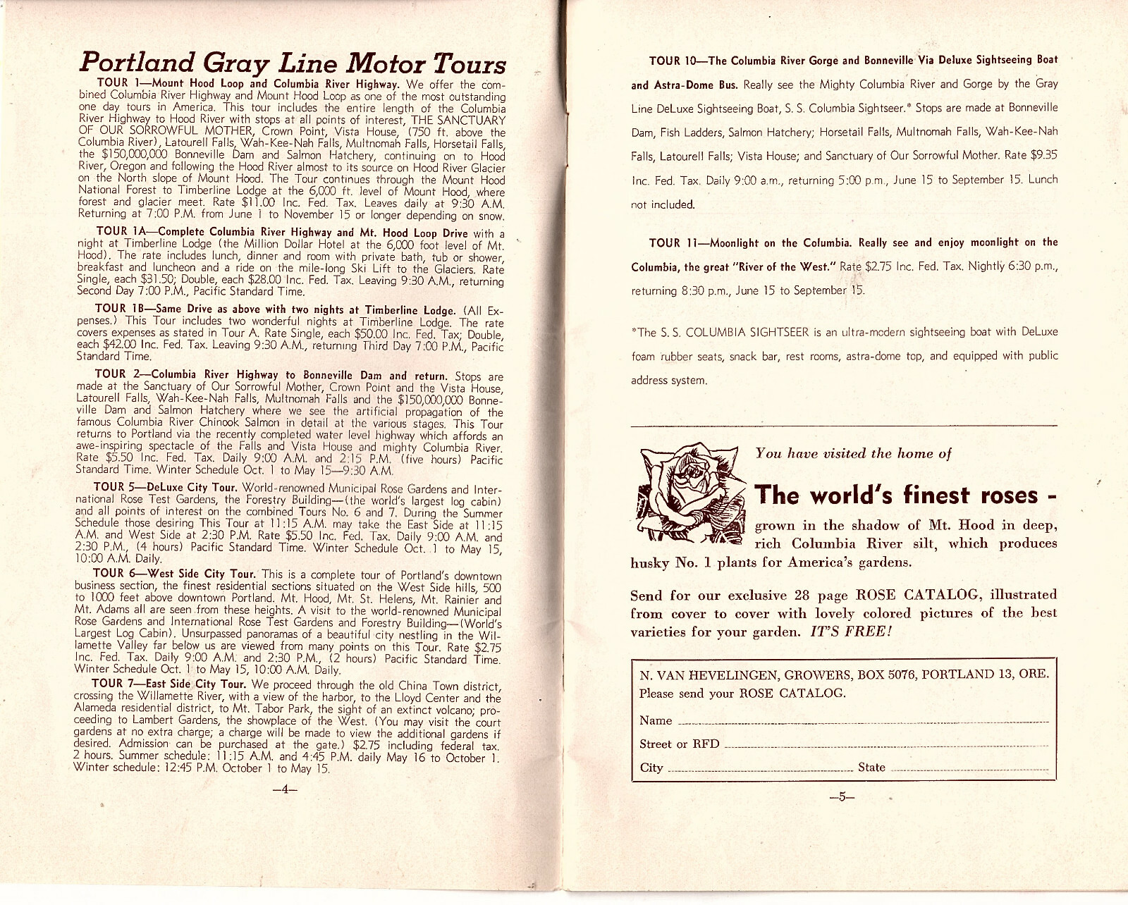 Souvenir Guide of Portland Oregon 1959-1960 Photos Info Vintage Ads Gray Line