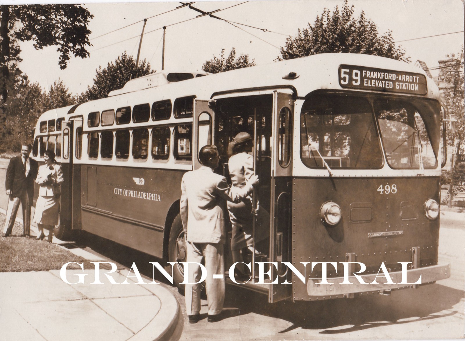 VINTAGE PTC PHILADELPHIA TRANSPORTATION CO TROLLEY BUS PHOTO #498 PHILLY PA