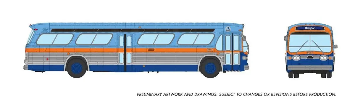 RAPIDO HO NEW LOOK BUS DELUXE LONG ISLAND MSBA #671 BABYLON PN 753154