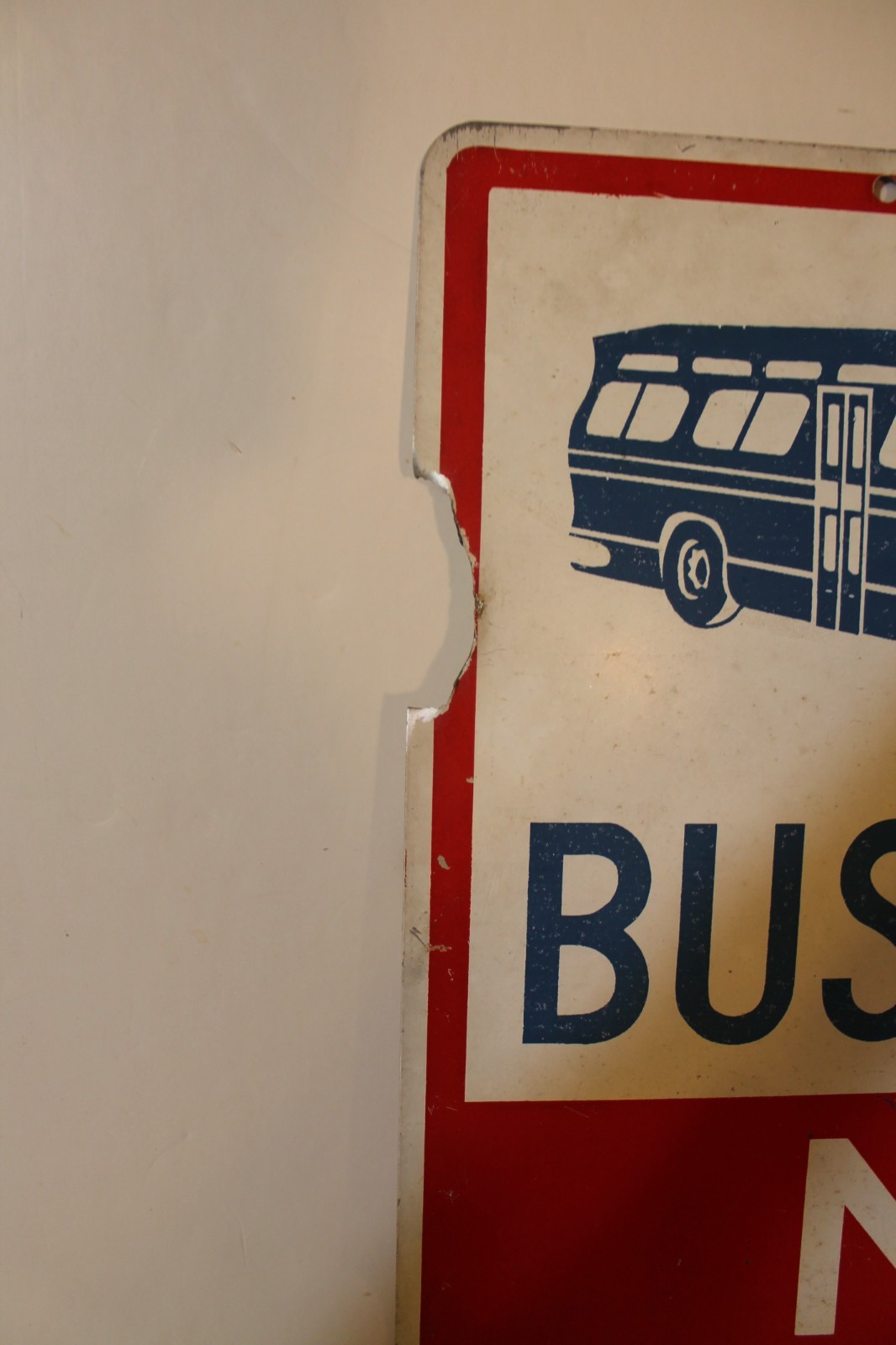 Vintage 1960s NYC Metal MTA BUS STOP Sign