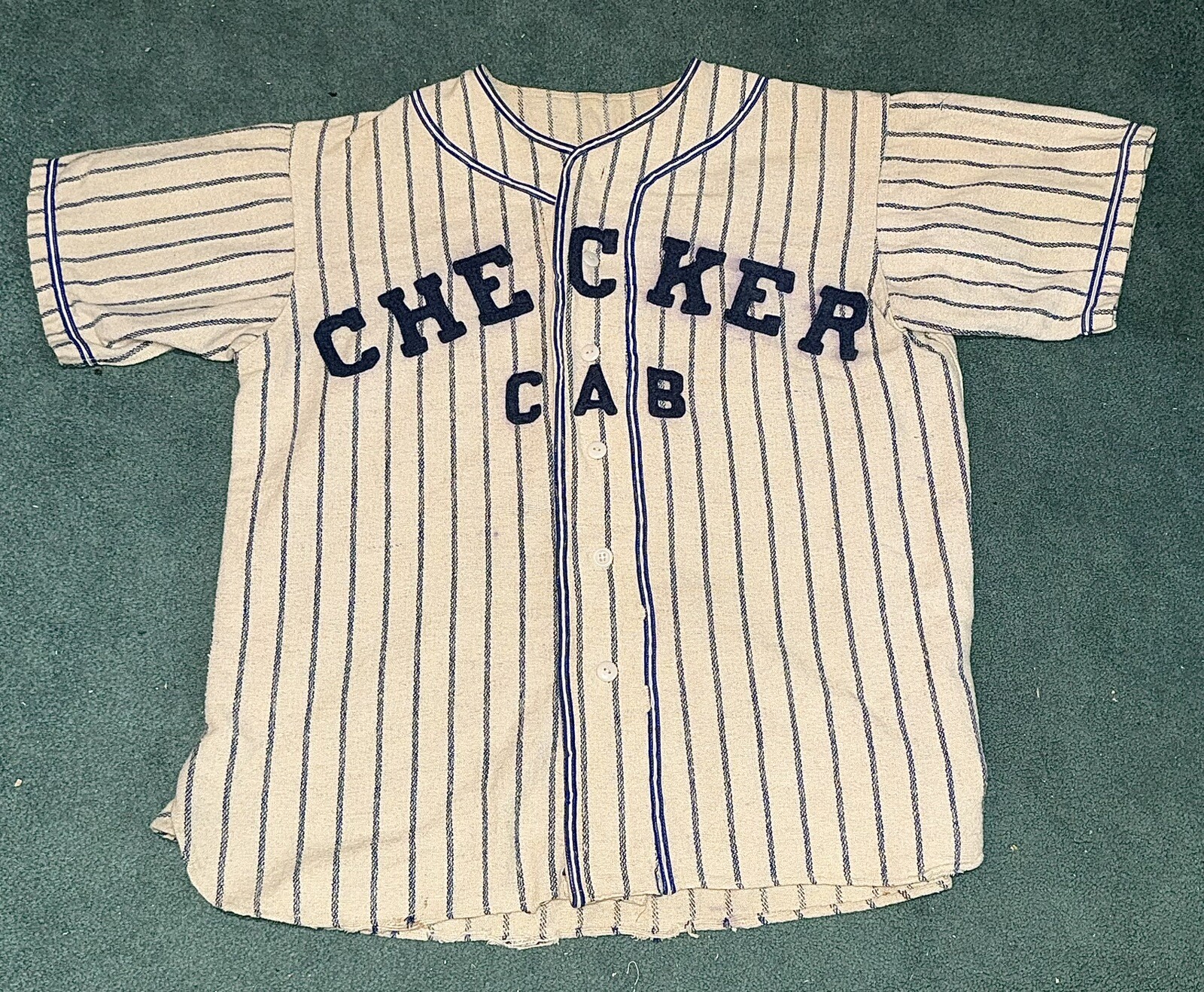 Vintage Circa 1940’s Checker Cab Taxi Baseball Pinstriped Jersey