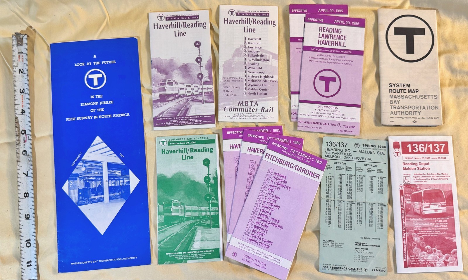 vtg buses MBTA Commuter Rail paper timetables 1980s