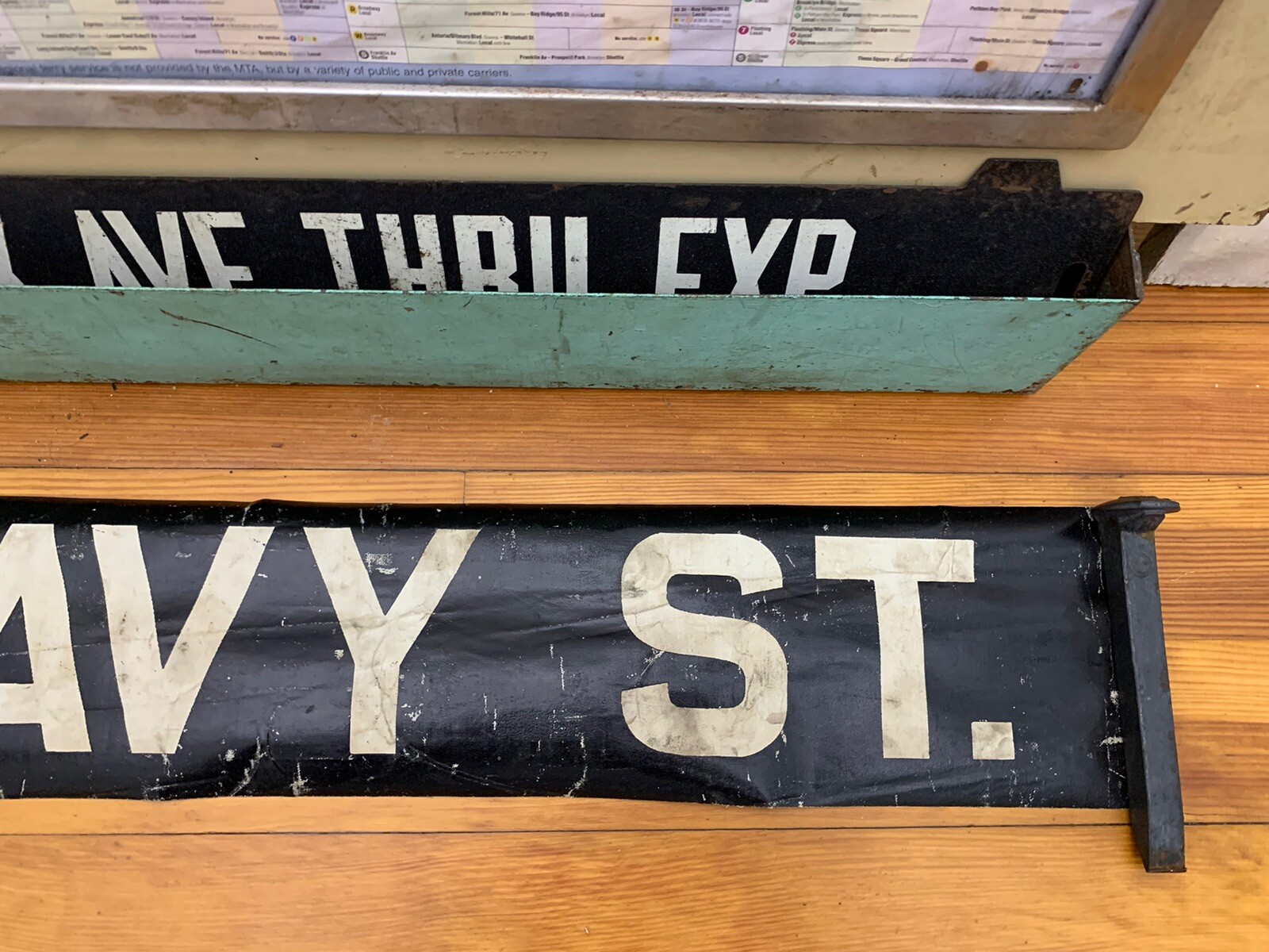 NY NYC BUS ROLL SIGN NAVY STREET ELEVATED FORT GREENE JAY STREET BROOKLYN YARD
