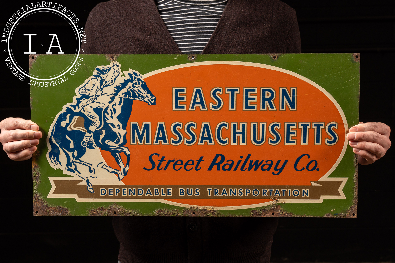 Vintage Painted Metal Railway Advertising Sign