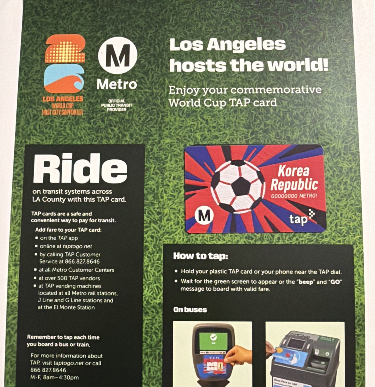 LOS ANGELES METRO X 2026 FIFA WORLD CUP SOUTH KOREA TEAM TAP CARD LTD ED RARE