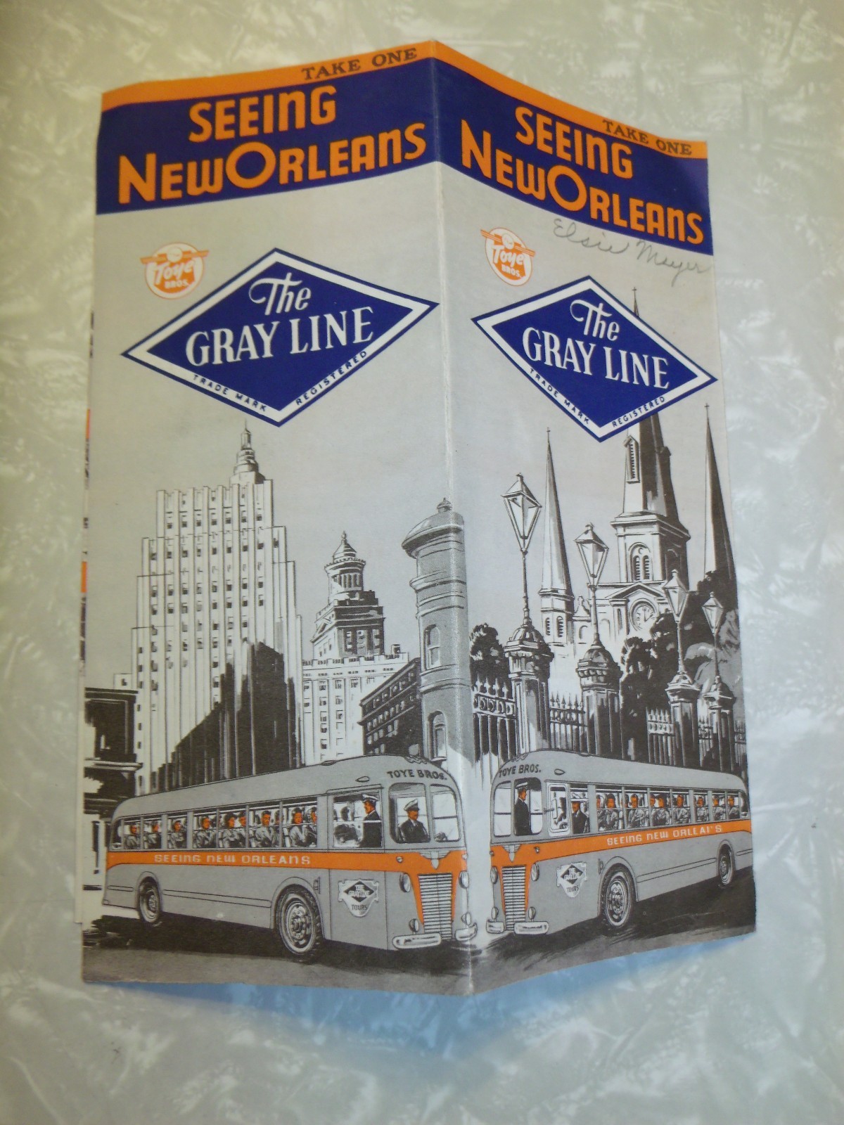 Vintage Old Collectible New Orleans The Gray Lines Bus Tour Brochure Yellow Cabs