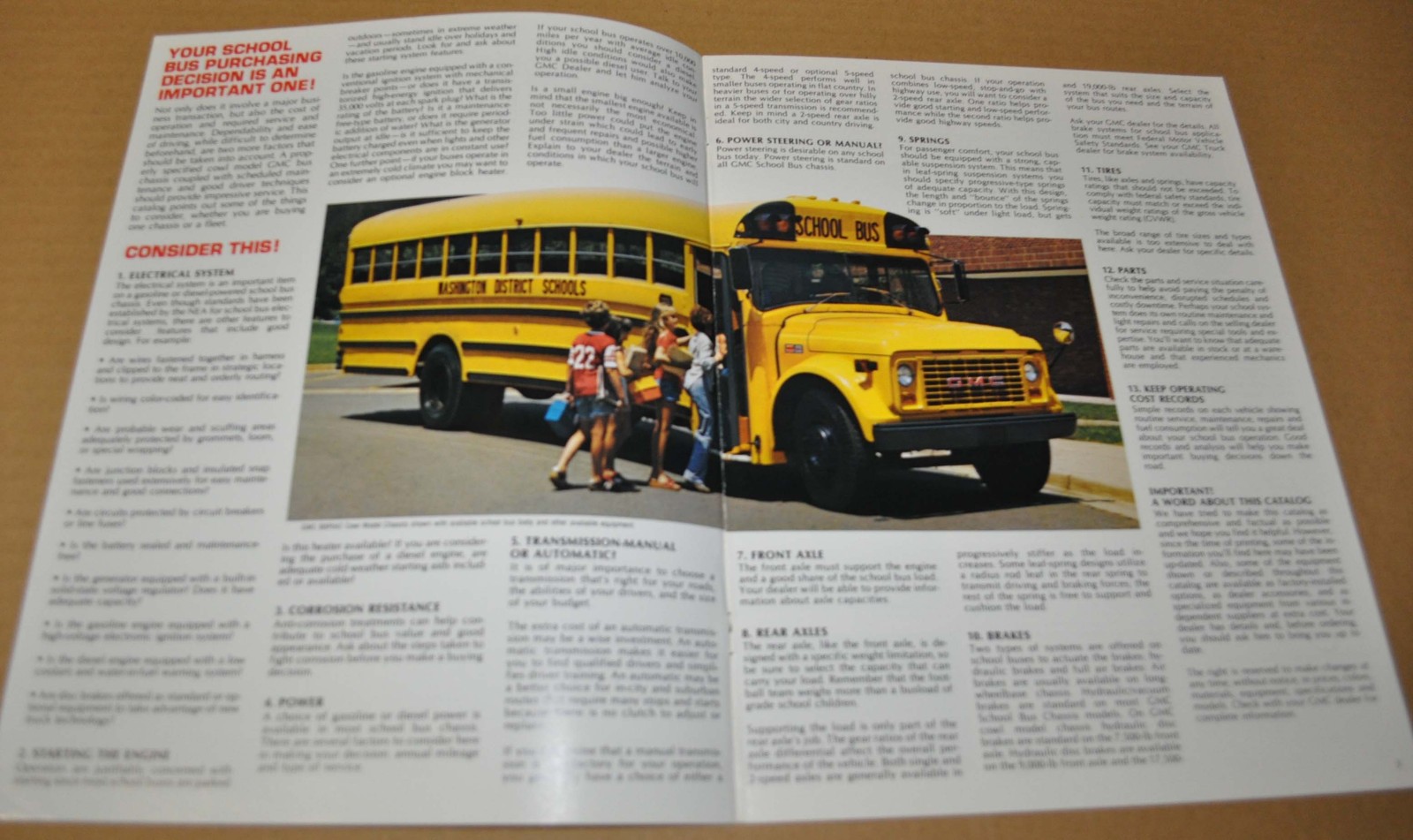1984 GMC School Bus Truck Sales Brochure Prospekt