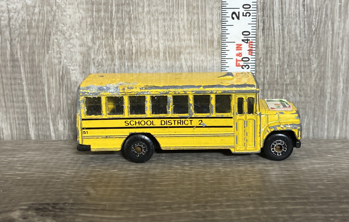 Vintage 1985 Matchbox Lesney School Bus District 2 Yellow China